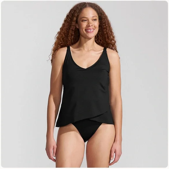 Lands' End tulip hem tankini Black Swimwear - Picture 3 of 4